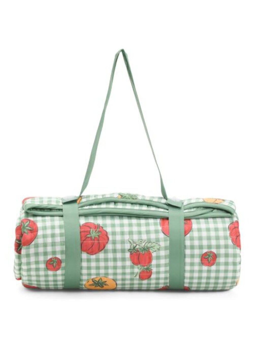 ENVOGUE Reversible Gingham Embroidered Tomato Outdoor Picnic Blanket